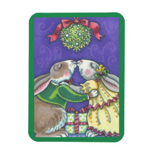 Under The Mistletoe CHRISTMAS RABBITS MAGNET