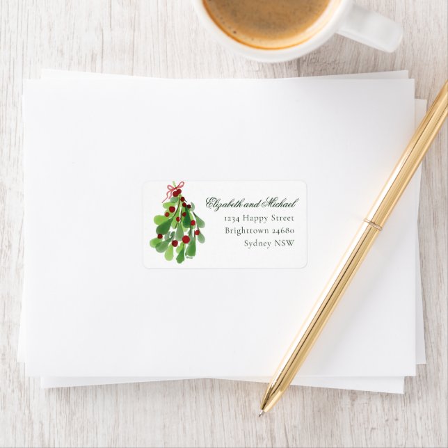 Under the Mistletoe Christmas Wedding Address Label (Insitu)