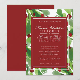 Under the Mistletoe Christmas Wedding Invitation