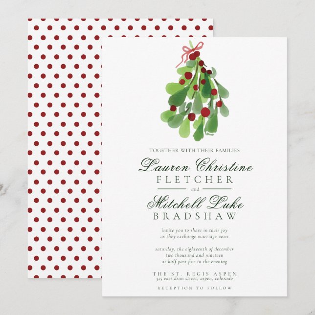 Under the Mistletoe Christmas Wedding Invitation (Front/Back)