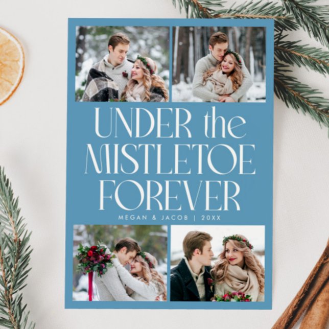 Under the Mistletoe Forever Denim Blue Photo  Holiday Card (Creator Uploaded)