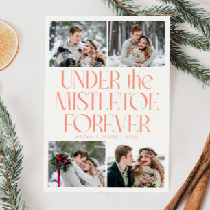 Under the Mistletoe Forever Peach Photo Holiday Card