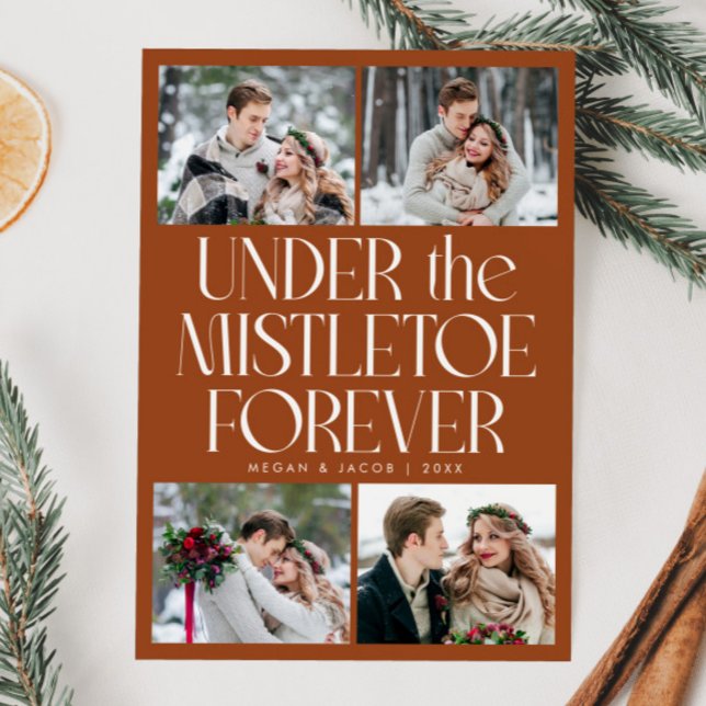 Under the Mistletoe Forever Terracotta Photo  Holiday Card (Creator Uploaded)