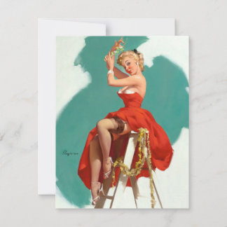 Under the mistletoe pin up invitation