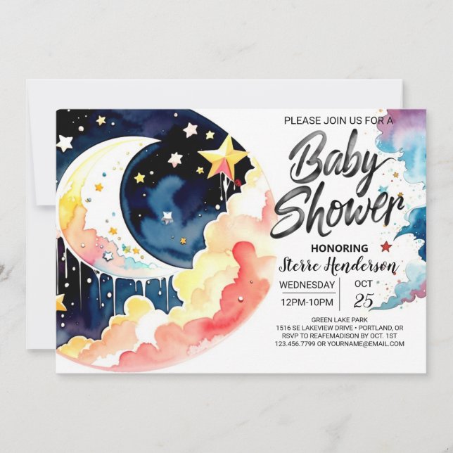 Under the Night Sky Baby Shower Invitation (Front)