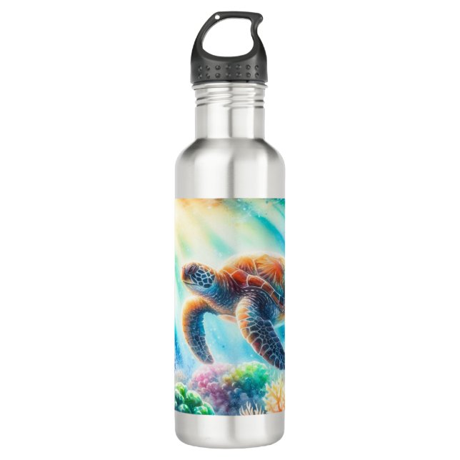 Under the ocean sea turtle 710 ml water bottle (Front)