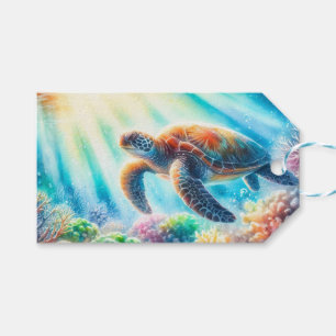 Under the ocean sea turtle gift tags