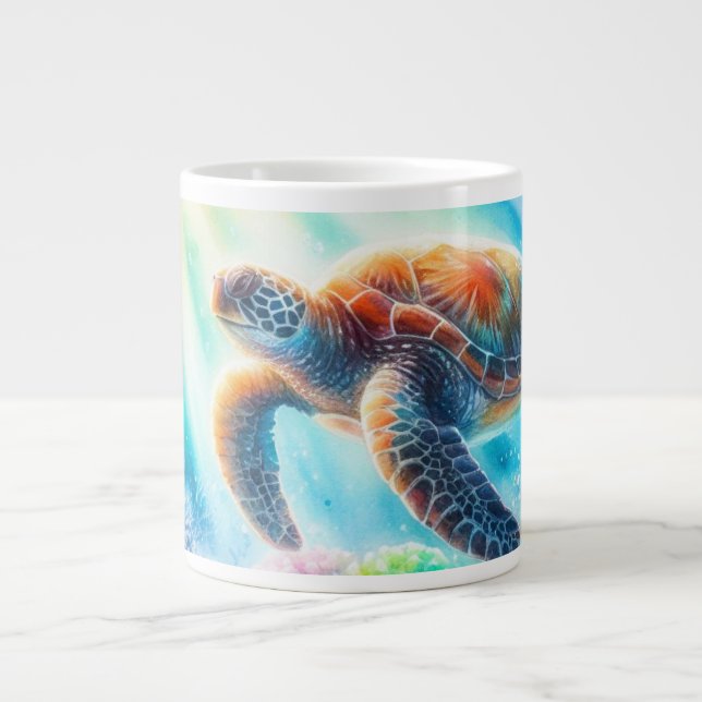 Under the ocean sea turtle large coffee mug (Front)