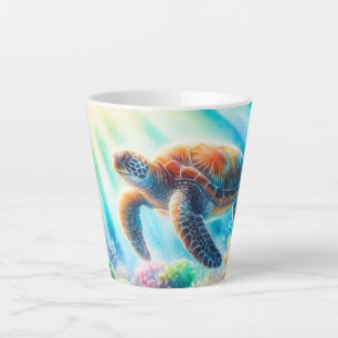 Under the ocean sea turtle latte mug