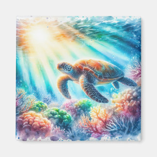 Under the ocean sea turtle magnet