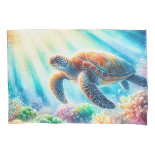 Under the ocean sea turtle pillowcase