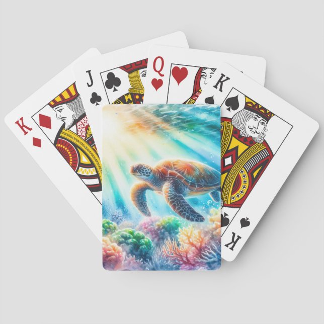 Under the ocean sea turtle playing cards (Back)