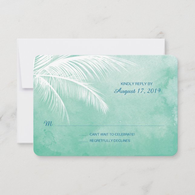 Under the Palm Trees | Watercolor Wedding RSVP (Front)