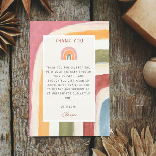 Under the Rainbow Baby Shower Boho Thank You Card