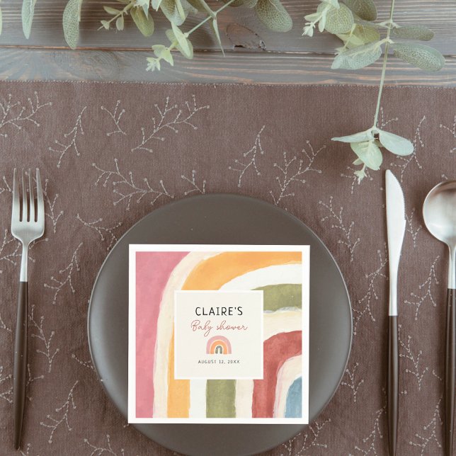 Under the Rainbow  Boho Baby Shower  Napkin (Creator Uploaded)