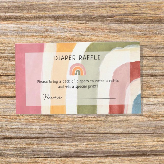 Under the Rainbow  Diaper Raffle Boho Baby Shower Enclosure Card (Creator Uploaded)
