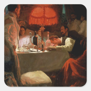 Under the Red Light, c.1910 Square Sticker