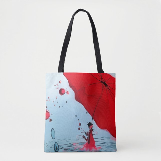 Under the red umbrella tote bag (Front)