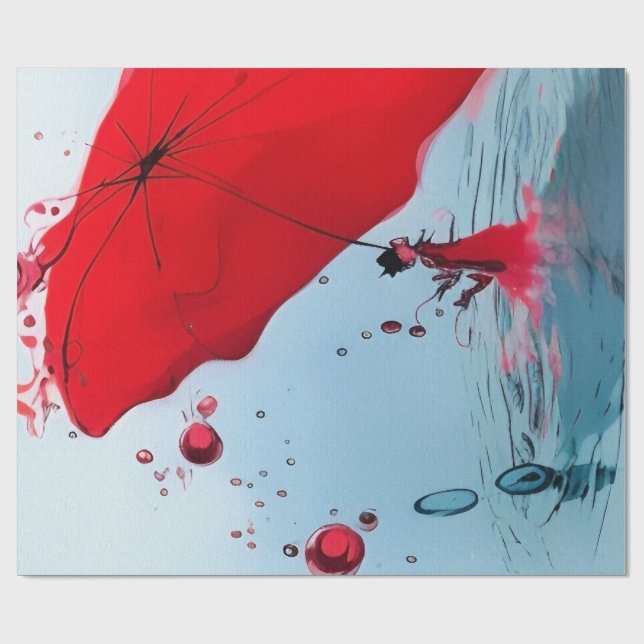 Under the red umbrella wrapping paper (Flat)