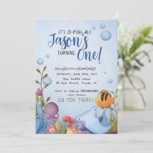 Under the Sea 1st Birthday Invitation with Photo 