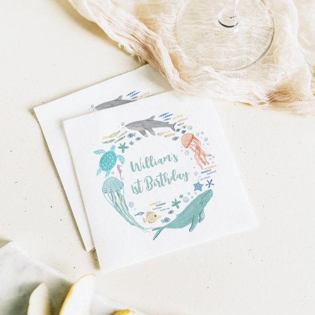 Under The Sea 1st Birthday  Napkin (Creator Uploaded)