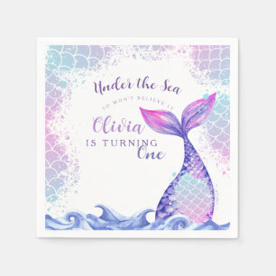 Under the Sea 1st Birthday Party Cute Pink Blue  Napkin