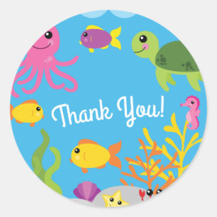 Under the Sea 1st Birthday Thank You Sticker Seals