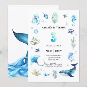 Under The Sea 3rd Birthday invitation