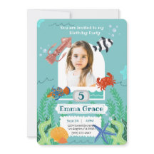 Under the Sea 5th Birthday Invitation with Photo 