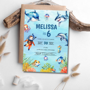 Under the Sea 6th Birthday Invitation