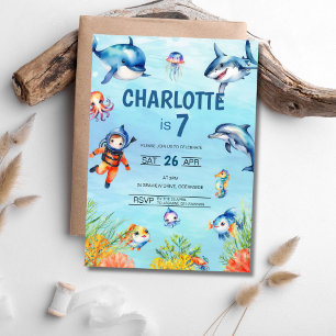 Under the Sea 7th Birthday Invitation