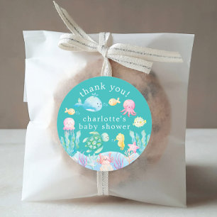 Under The Sea Adventure Baby Shower Classic Round Sticker