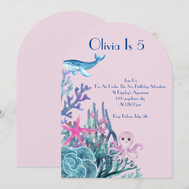 UNDER THE SEA ADVENTURE BIRTHDAY CARD (Front/Back)