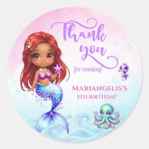 Under the sea - Afro Mermaid Birthday Classic Round Sticker