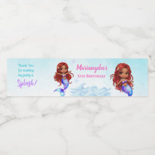 Under the sea - Afro Mermaid Birthday Water Bottle Label