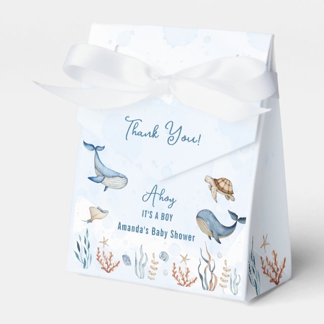 Under the sea Ahoy It's a Boy Baby Shower Favour Box (Front Side)