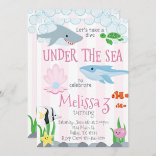 Under the Sea Animal Birthday Party Invitation