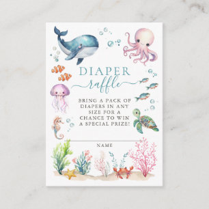 Under The Sea Animals Baby Shower Diaper Raffle Enclosure Card