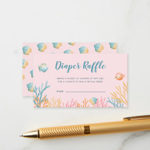 Under The Sea Animals Baby Shower Diaper Raffle Enclosure Card