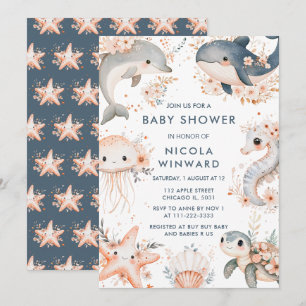 Under The Sea Animals Baby Shower Invitation