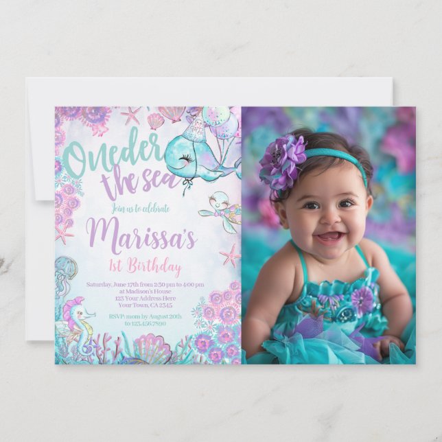 Under the Sea Animals Birthday Invitation (Front)