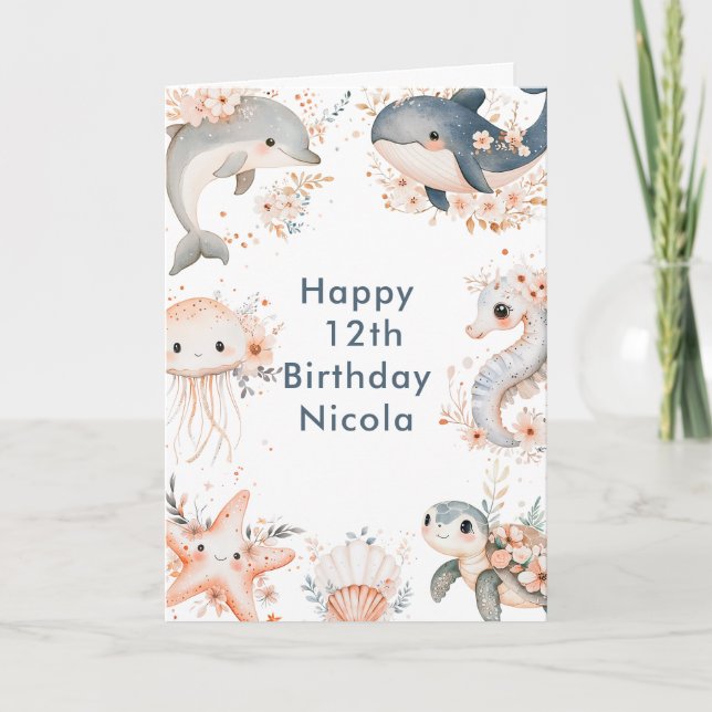 Under The Sea Animals Birthday Party Card (Front)