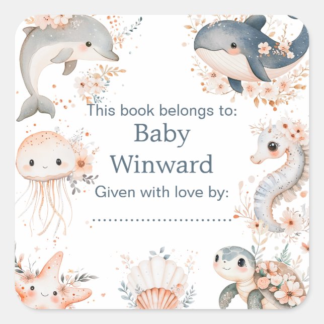 Under The Sea Animals Birthday Party Square Sticker (Front)