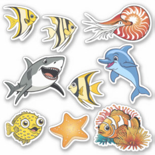Under the Sea Animals, Cartoon Underwater Ocean