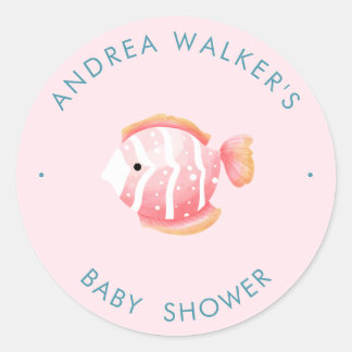 Under The Sea Animals Colourful Baby Shower Classic Round Sticker