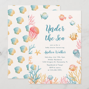 Under The Sea Animals Colourful Baby Shower Invitation