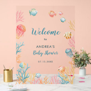 Under The Sea Animals Colourful Baby Shower Welcom Acrylic Sign