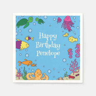 Under the Sea Animals Cute 1st Birthday Party Napkin