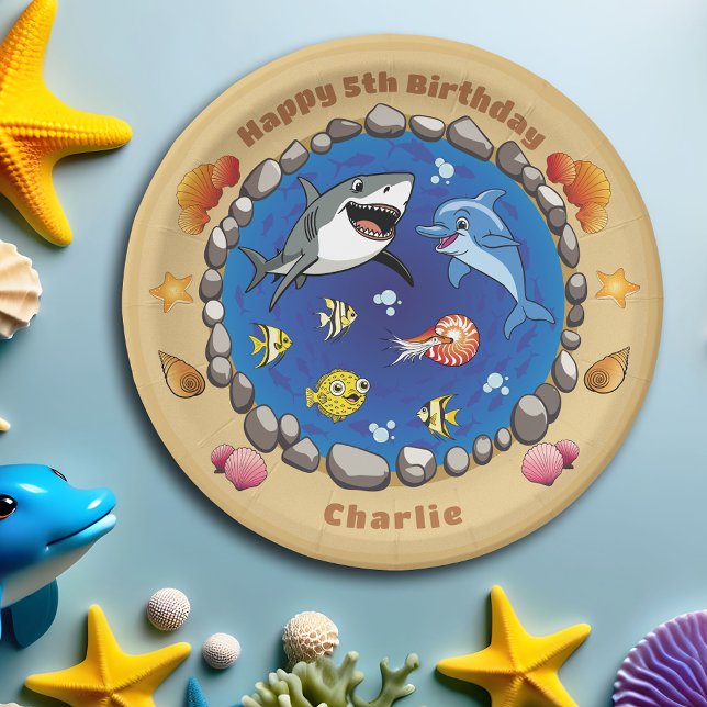 Under the Sea Animals Cute Cartoon Ocean Party Paper Plate (Creator Uploaded)