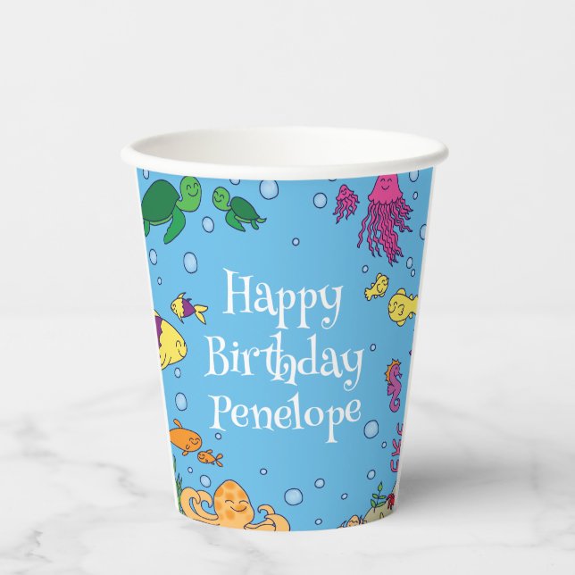 Under the Sea Animals Cute Kids Birthday Party Paper Cups (Front)